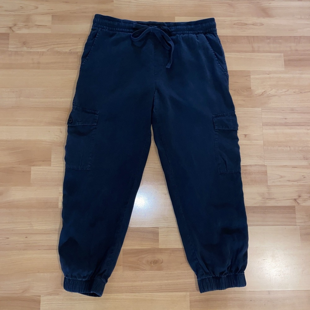 Anthropologie CLOTH & STONE‎ Easy Black Crop Drawstring Jogger Pants Size M